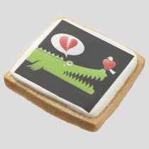 Alligator in Love Square Shortbread Cookie