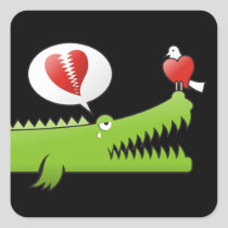 Alligator in Love Square Sticker