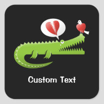 Alligator in Love Square Sticker