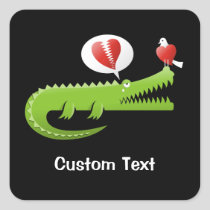 Alligator in Love Square Sticker