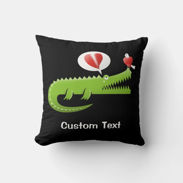 Alligator in Love Throw Pillow (Front)
