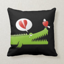 Alligator in Love Throw Pillow