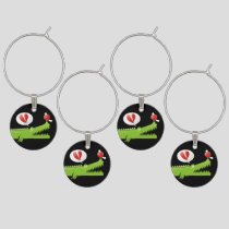 Alligator in Love Wine Glass Charm