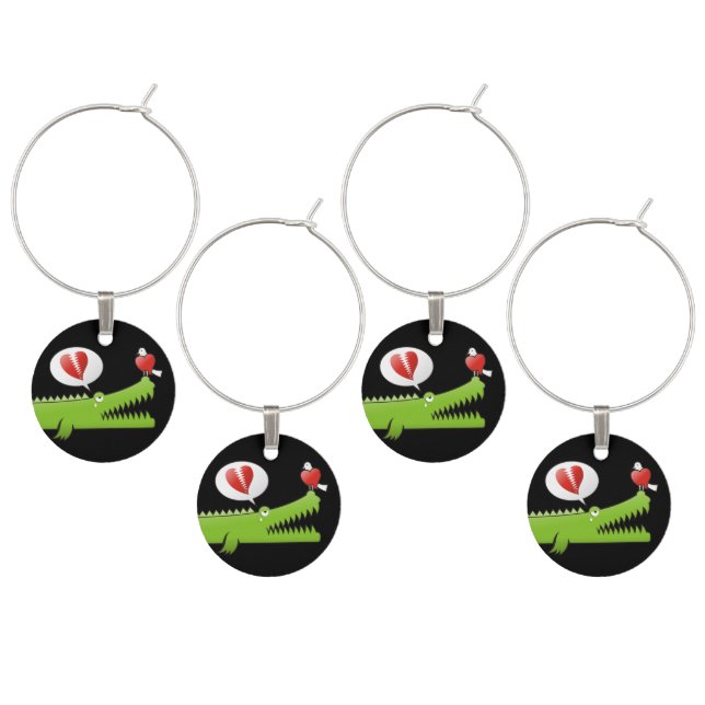 Alligator in Love Wine Glass Charm (Staggered)