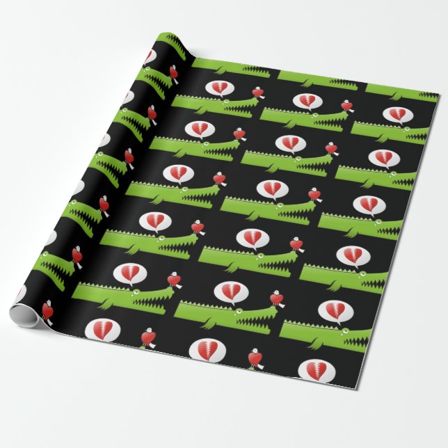 Alligator in Love Wrapping Paper (Unrolled)