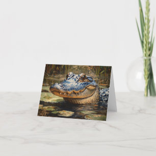 Alligator in the Everglades Wildlife Art Card