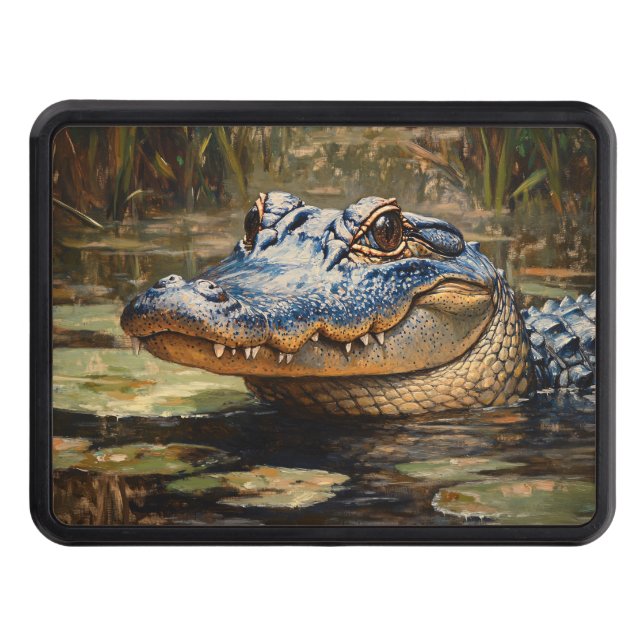 Alligator in the Everglades Wildlife Art Hitch Cover (Front)