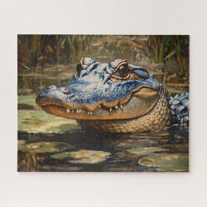 Alligator in the Everglades Wildlife Art Jigsaw Puzzle