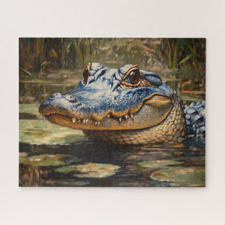 Alligator in the Everglades Wildlife Art Jigsaw Puzzle