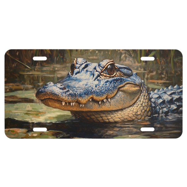 Alligator in the Everglades Wildlife Art License Plate (Front)
