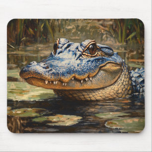 Alligator in the Everglades Wildlife Art Mouse Pad