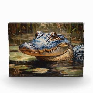 Alligator in the Everglades Wildlife Art Photo Block