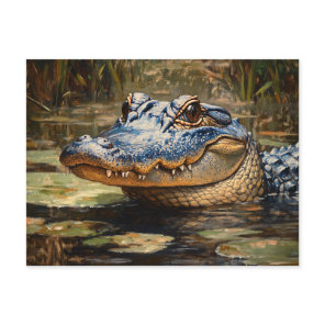 Alligator in the Everglades Wildlife Art Postcard