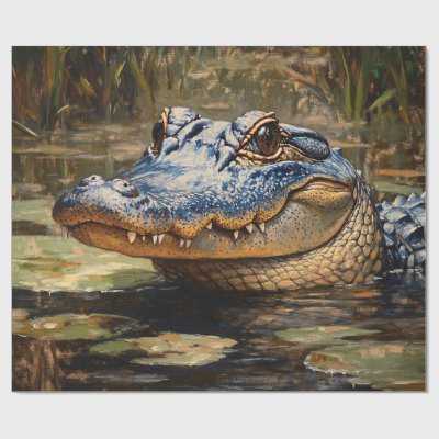 Alligator in the Everglades Wildlife Decoupage Wrapping Paper