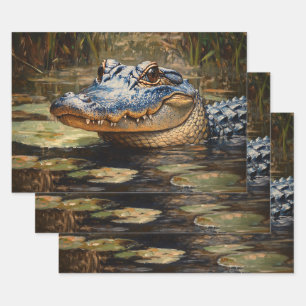 Alligator in the Everglades Wildlife Decoupage Wrapping Paper Sheets