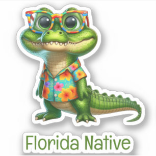 Alligator in Tropical Shirt Sticker
