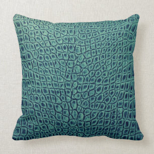 ALLIGATOR LEATHER AQUAMARINE THROW PILLOW