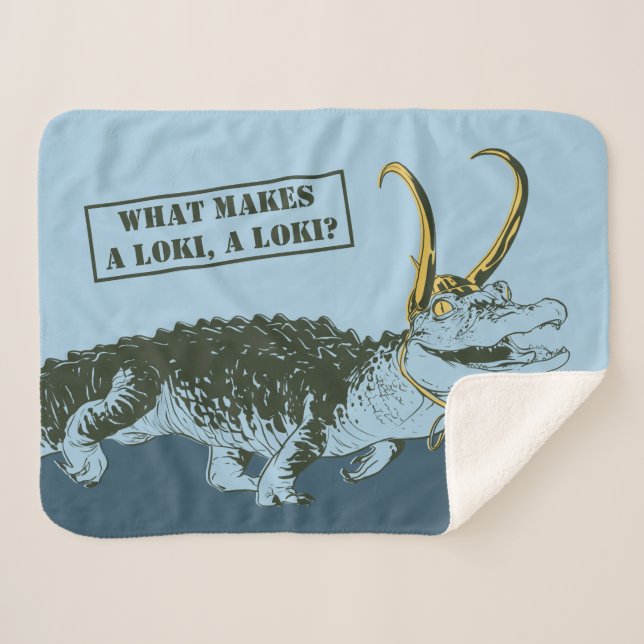 Alligator Loki Illustration Sherpa Blanket (Front (Horizontal))