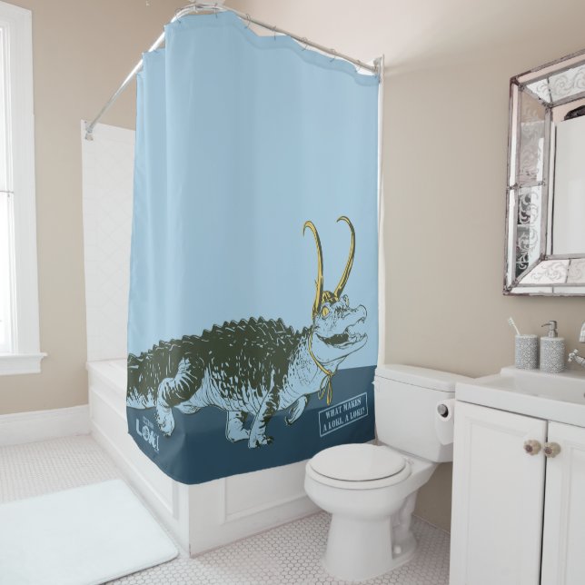 Alligator Loki Illustration Shower Curtain (In Situ)