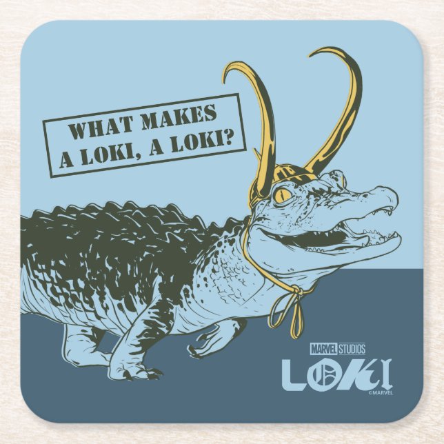 Alligator Loki Illustration Square Paper Coaster (Front)