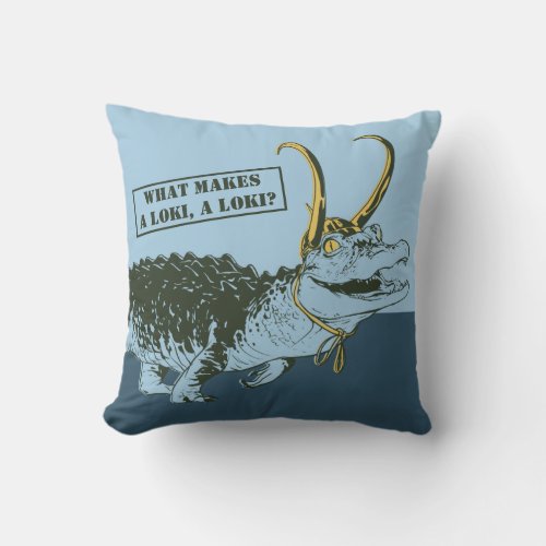 Alligator Loki Illustration Throw Pillow