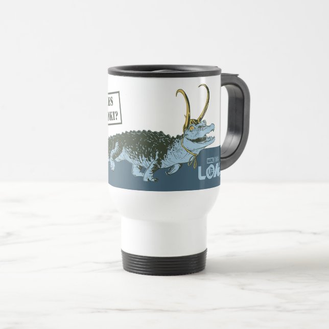 Alligator Loki Illustration Travel Mug (Front Right)