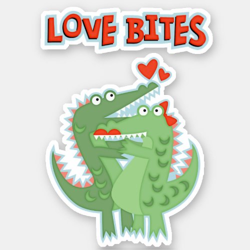 Alligator Love Bites Valentine Sticker