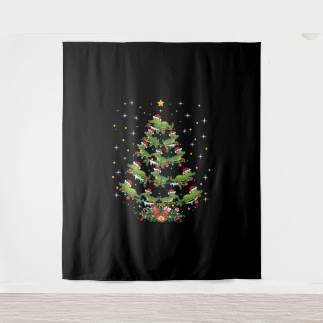 Alligator Lover Xmas Gift Alligator Christmas Tree Tapestry (Front)