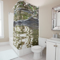 Alligator Lurking in Swamp Waters Shower Curtain