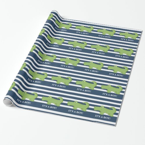 Alligator Navy and White Wrapping Paper