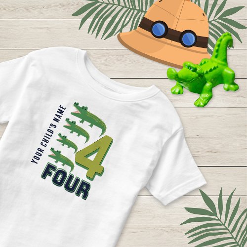 Alligator Number Four Cute Personalized  Toddler T_shirt