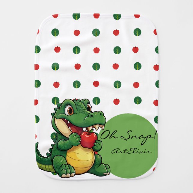 Alligator Oh Snap!  Baby Burp Cloth (Front)