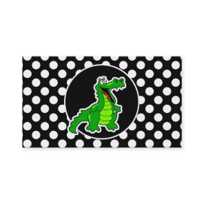 Alligator on Black and White Polka Dots Business Card