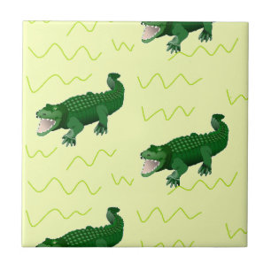 Alligator on yellow ceramic tile