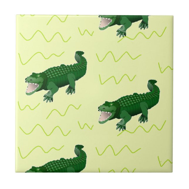 Alligator on yellow ceramic tile (Front)