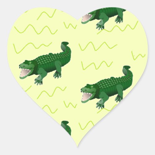 Alligator on yellow heart sticker