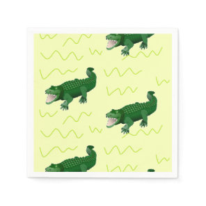 Alligator on yellow napkins