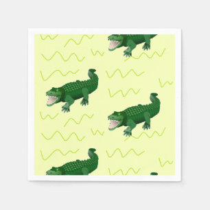 Alligator on yellow napkins