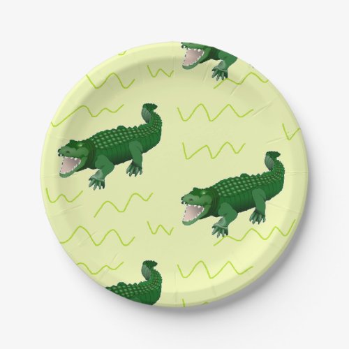 Alligator on yellow paper plate