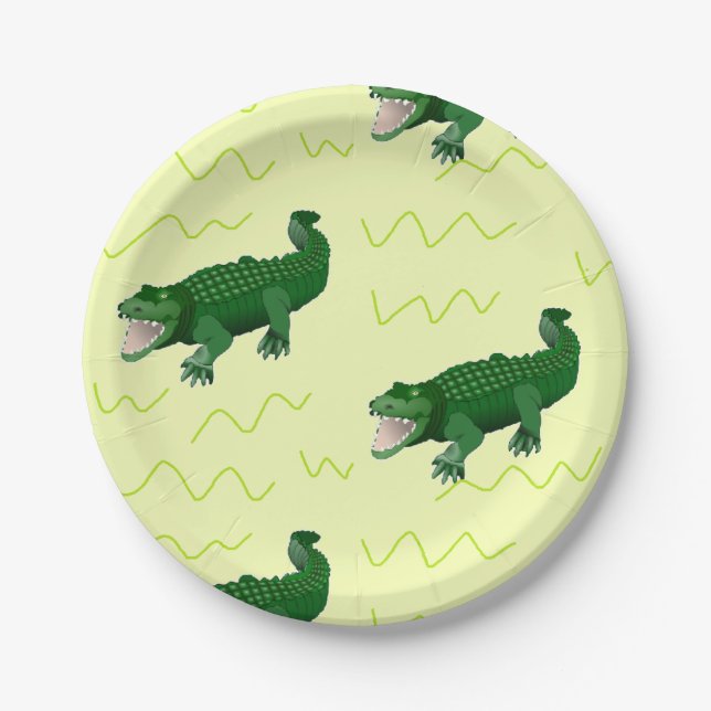 Alligator on yellow paper plates (Front)