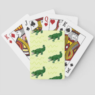 Alligator on yellow poker cards