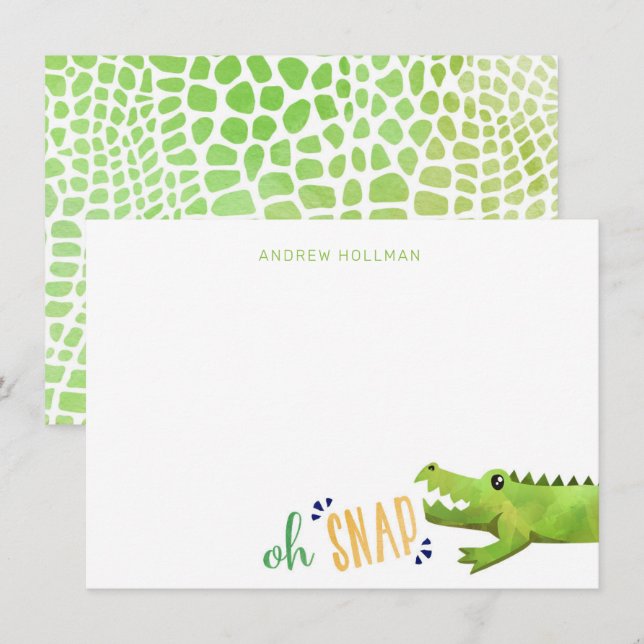Alligator or Crocodile Thank You Note Stationery Invitation (Front/Back)