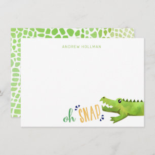 Alligator or Crocodile Thank You Note Stationery Invitation