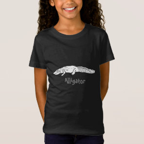 Alligator outline drawing with text on tshirts