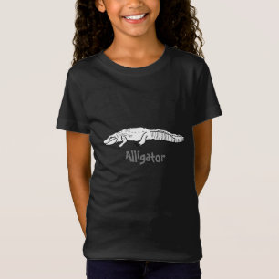 Alligator outline drawing with text on tshirts