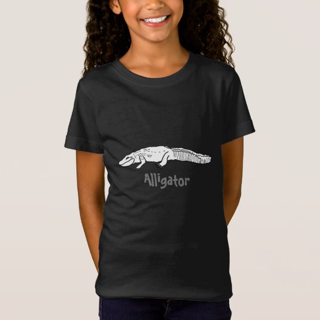 Alligator outline drawing with text on tshirts (Front)