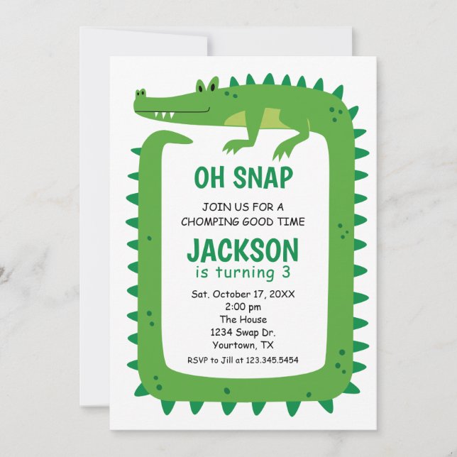 Alligator Party Invitation (Front)