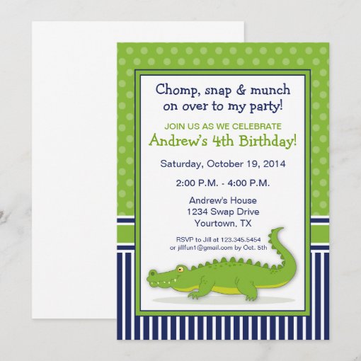 Alligator Party Invitation | Zazzle