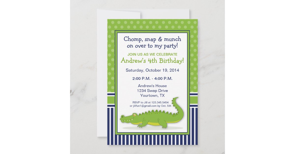 Alligator Party Invitation | Zazzle