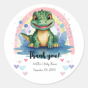 Alligator Pastel Rainbow Colorful Baby Shower Classic Round Sticker